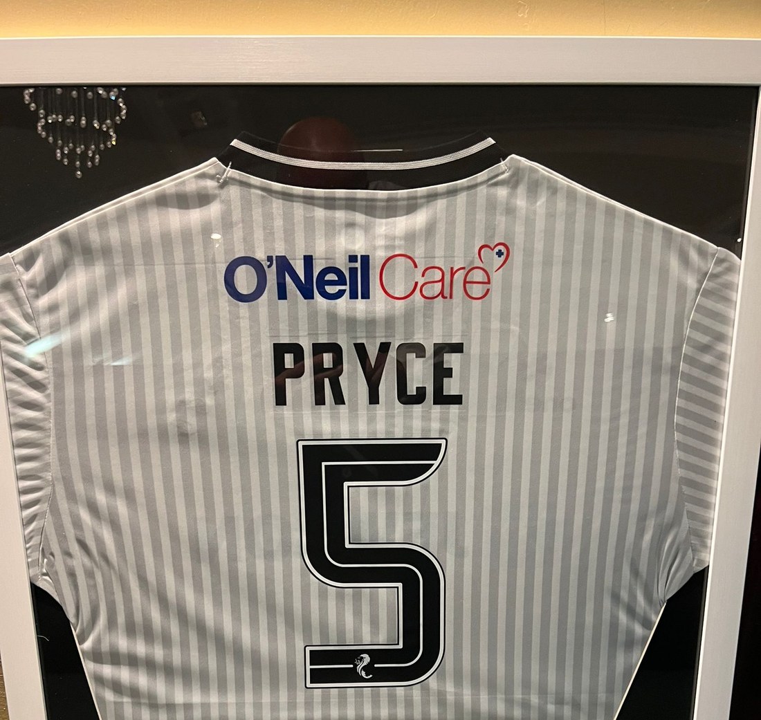 Jack Pryce's framed Ayr United shirt — PRYCE, number 5